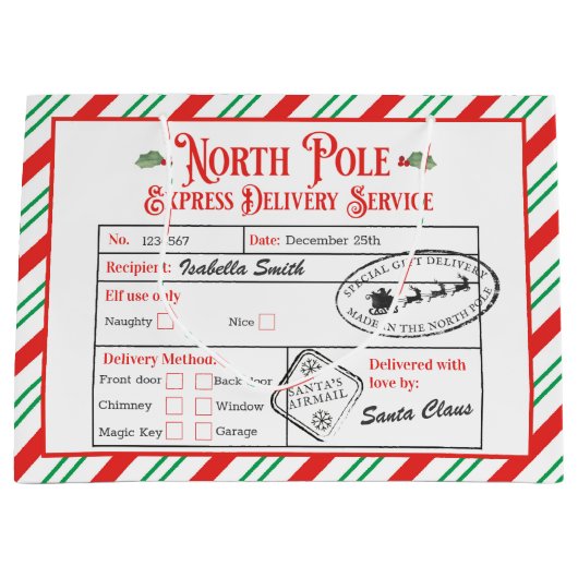 Personalisierter Nordpol Sonderlieferung Santa Große Geschenktüte (Vorderseite)
