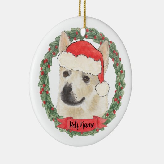 Personalisierter norwegischer Buhund-Hund Weihnach Keramik Ornament (Rechts)