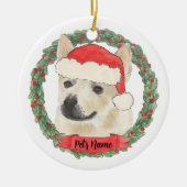 Personalisierter norwegischer Buhund-Hund Weihnach Keramik Ornament (Vorne)