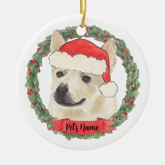 Personalisierter norwegischer Buhund-Hund Weihnach Keramik Ornament (Vorne)