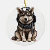 Personalisierter Norwegischer Elkhound Keramik Ornament (Vorne)