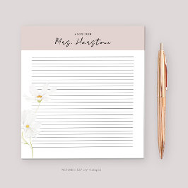 Personalisierter Notepad für Lehrer mit Blume Notizblock