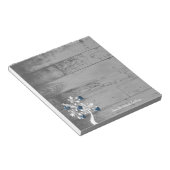 Personalisierter Notepad mit blauen Herz Notizblock (angewinkelt)