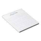 Personalisierter Notepad mit blauer Bezeichnung Notizblock (angewinkelt)