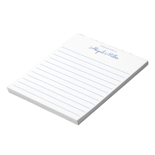Personalisierter Notepad mit blauer Bezeichnung Notizblock (Rotiert)