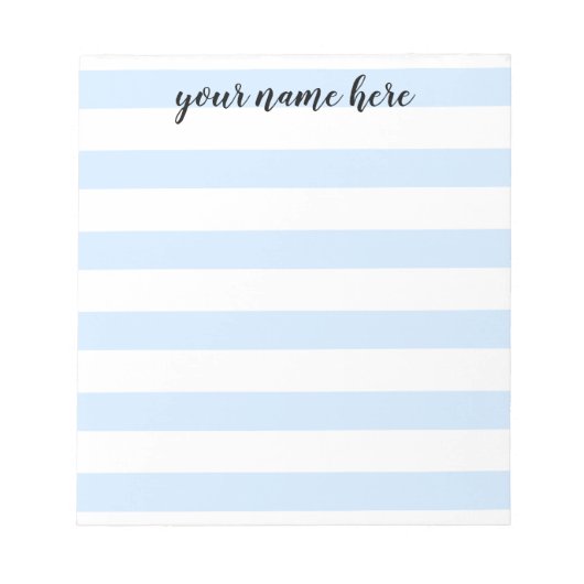 Personalisierter Notepad mit blauer Streifen Notizblock (Vorderseite)