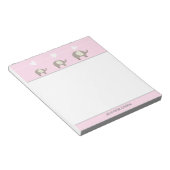 Personalisierter Notepad mit rosa grauem Herz Notizblock (angewinkelt)