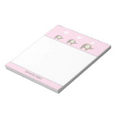 Personalisierter Notepad mit rosa grauem Herz Notizblock (Rotiert)