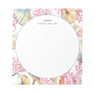 Personalisierter Notepad, Muscheln am Strand Notizblock