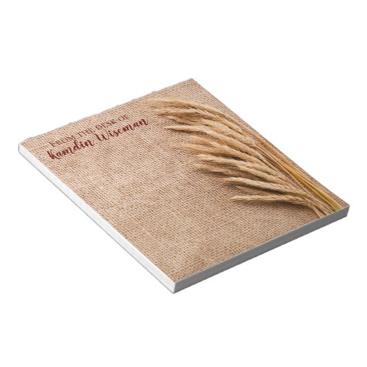 Personalisierter Notepad Wheat auf Burlap Sack Cou Notizblock (angewinkelt)