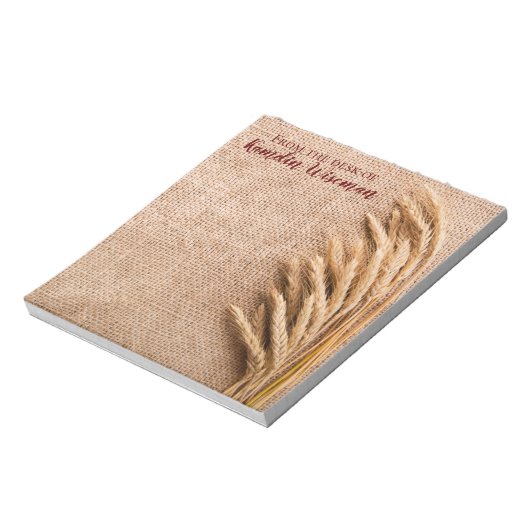Personalisierter Notepad Wheat auf Burlap Sack Cou Notizblock (Rotiert)