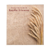 Personalisierter Notepad Wheat auf Burlap Sack Cou Notizblock (Vorderseite)