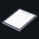 Personalisierter Notizblock an der blauen Grenze<br><div class="desc">Navy personalisierte Notizblock mit doppelter Grenze,  Skripttext.</div>