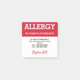 Personalisierter Notkontakt mit Lebensmittelallerg Post-it Klebezettel