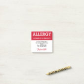 Personalisierter Notkontakt mit Lebensmittelallerg Post-it Klebezettel (Auf Schreibtisch)