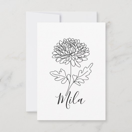 Personalisierter November Chrysanthemum Birth Blum Dankeskarte (Vorderseite)