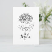 Personalisierter November Chrysanthemum Birth Blum Dankeskarte (Stehend Vorderseite)