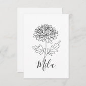 Personalisierter November Chrysanthemum Birth Blum Dankeskarte (Vorne/Hinten)