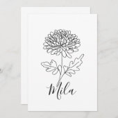 Personalisierter November Chrysanthemum Birth Blum Einladung (Vorne/Hinten)