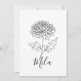 Personalisierter November Chrysanthemum Birth Blum Einladung