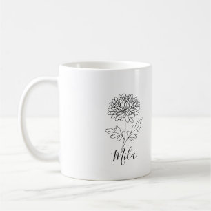 Personalisierter November Chrysanthemum Birth Blum Kaffeetasse