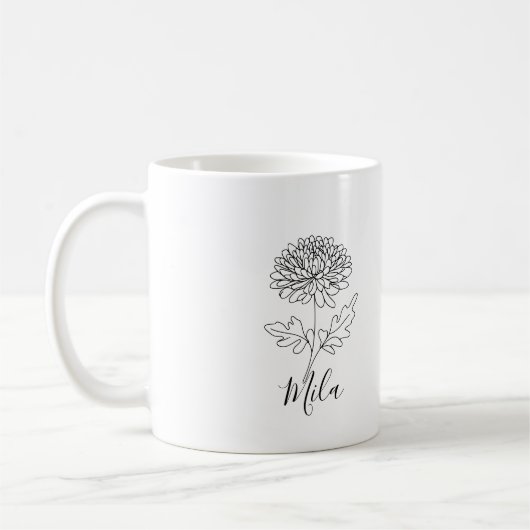 Personalisierter November Chrysanthemum Birth Blum Kaffeetasse (Links)
