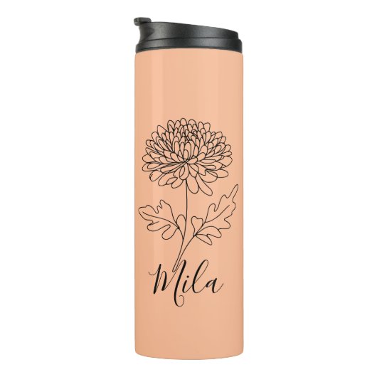 Personalisierter November Chrysanthemum Birth Blum Thermosbecher (Nach rechts gedreht)