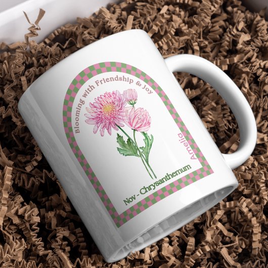 Personalisierter November - Geburtsmonat - Blume Kaffeetasse