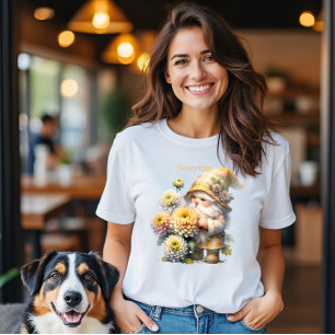 Personalisierter November Geburtsmonat Garten Gnom T-Shirt