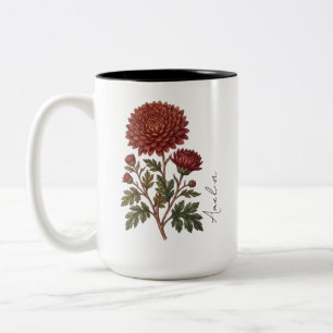 Personalisierter November-Geburtsmonats-Blumenbech Zweifarbige Tasse