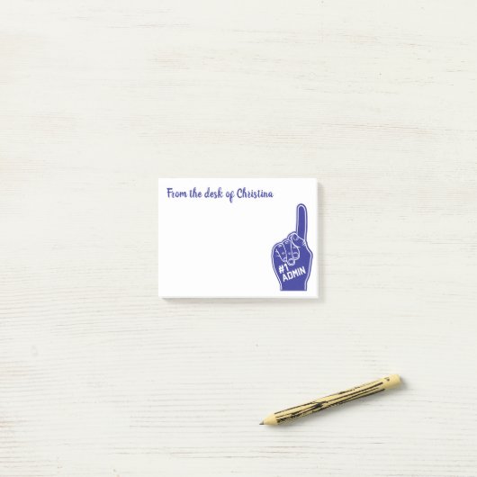 Personalisierter Nr.eine Admin-Schaum-Finger Post-it Klebezettel (Auf Schreibtisch)