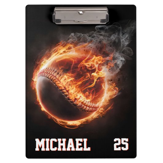Personalisierter Nummer- und Namens-Baseballball a Klemmbrett (Vorderseite)