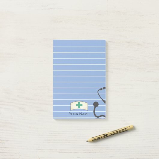 Personalisierter Nurse Cap Stethoscope Fun Post-it Klebezettel (Auf Schreibtisch)