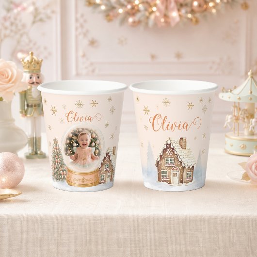 Personalisierter Nussknacker-Foto-Schneeball-Gebur Pappbecher