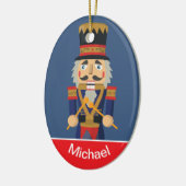 Personalisierter Nussknacker-Spielzeug-Blau-Soldat Keramik Ornament (Links)