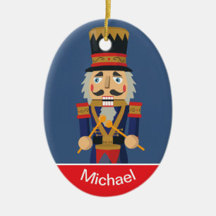 Personalisierter Nussknacker-Spielzeug-Blau-Soldat Keramik Ornament