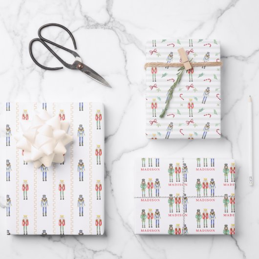 Personalisierter Nussknacker-Weihnachten Geschenkpapier Set (Vorderseite)