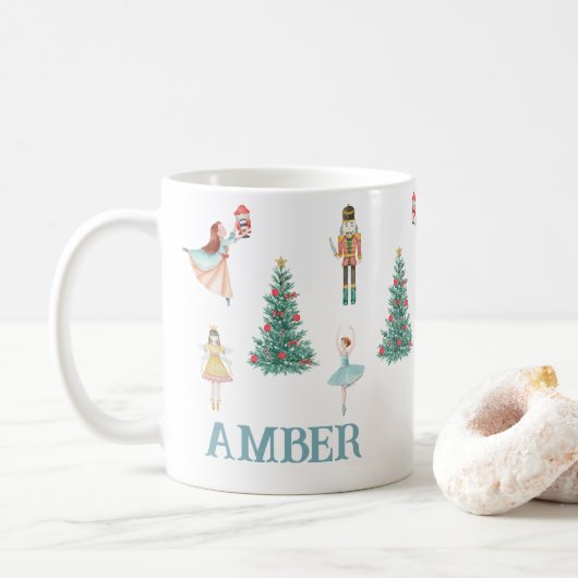 Personalisierter Nutcracker & Ballerina Niedliche Kaffeetasse (Mit Donut)
