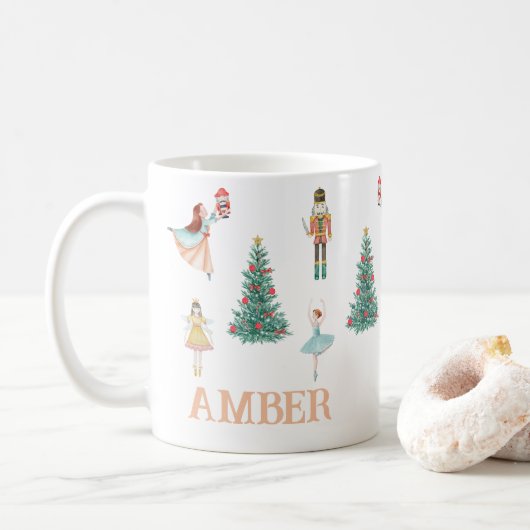 Personalisierter Nutcracker & Ballerina Niedliche  Kaffeetasse (Mit Donut)