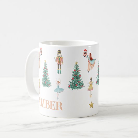 Personalisierter Nutcracker & Ballerina Niedliche Kaffeetasse (Vorderseite Links)