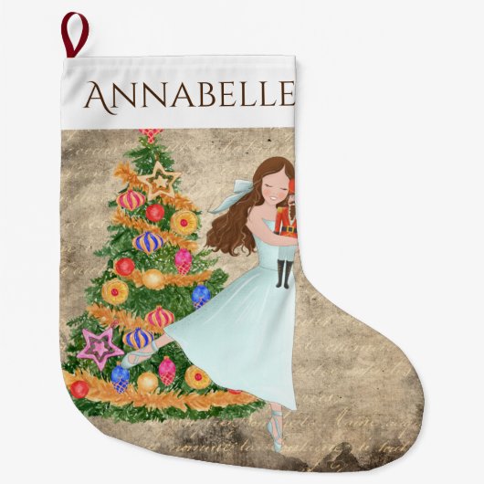 Personalisierter Nutcracker Clara Balletturlaub Großer Weihnachtsstrumpf (Vorderseite)