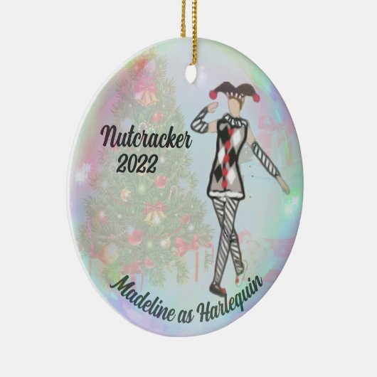 Personalisierter Nutcracker - Harlequin Keramik Ornament (Rechts)