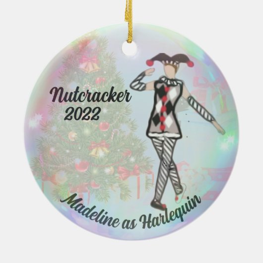 Personalisierter Nutcracker - Harlequin Keramik Ornament (Hinten)