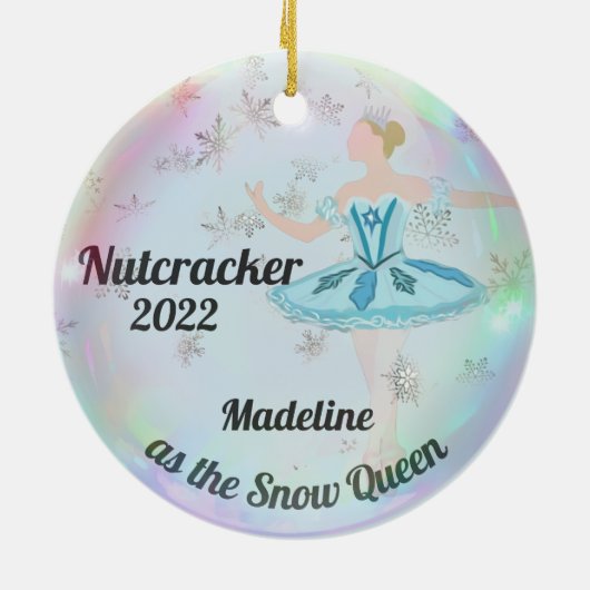 Personalisierter Nutcracker-Ornament - Schneekönig Keramik Ornament (Hinten)