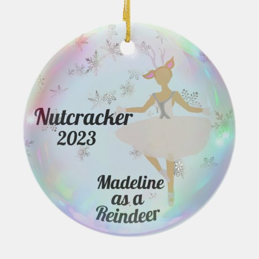 Personalisierter Nutcracker - Rentier Keramik Ornament (Hinten)