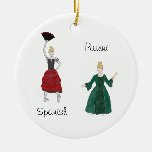 Personalisierter Nutcracker Spanisch/Mutterkuchen Keramik Ornament (Vorne)