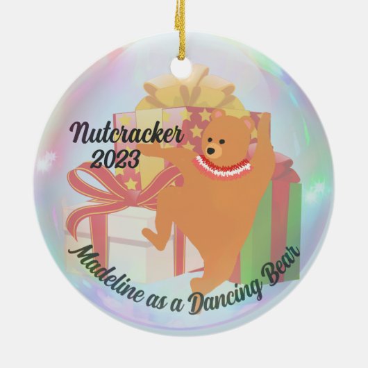 Personalisierter Nutcracker - Tanzbären Keramik Ornament (Hinten)