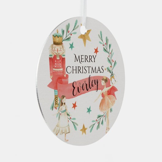 Personalisierter Nutcracker Thema Weihnachtsschmuc Ornament Aus Metall (Vorderseite Rechts)