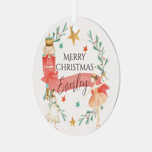 Personalisierter Nutcracker Thema Weihnachtsschmuc Ornament Aus Metall (Vorderseite links)