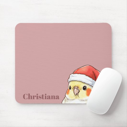 Personalisierter Nymphensittich mit Weihnachtsmann Mousepad (Mit Mouse)